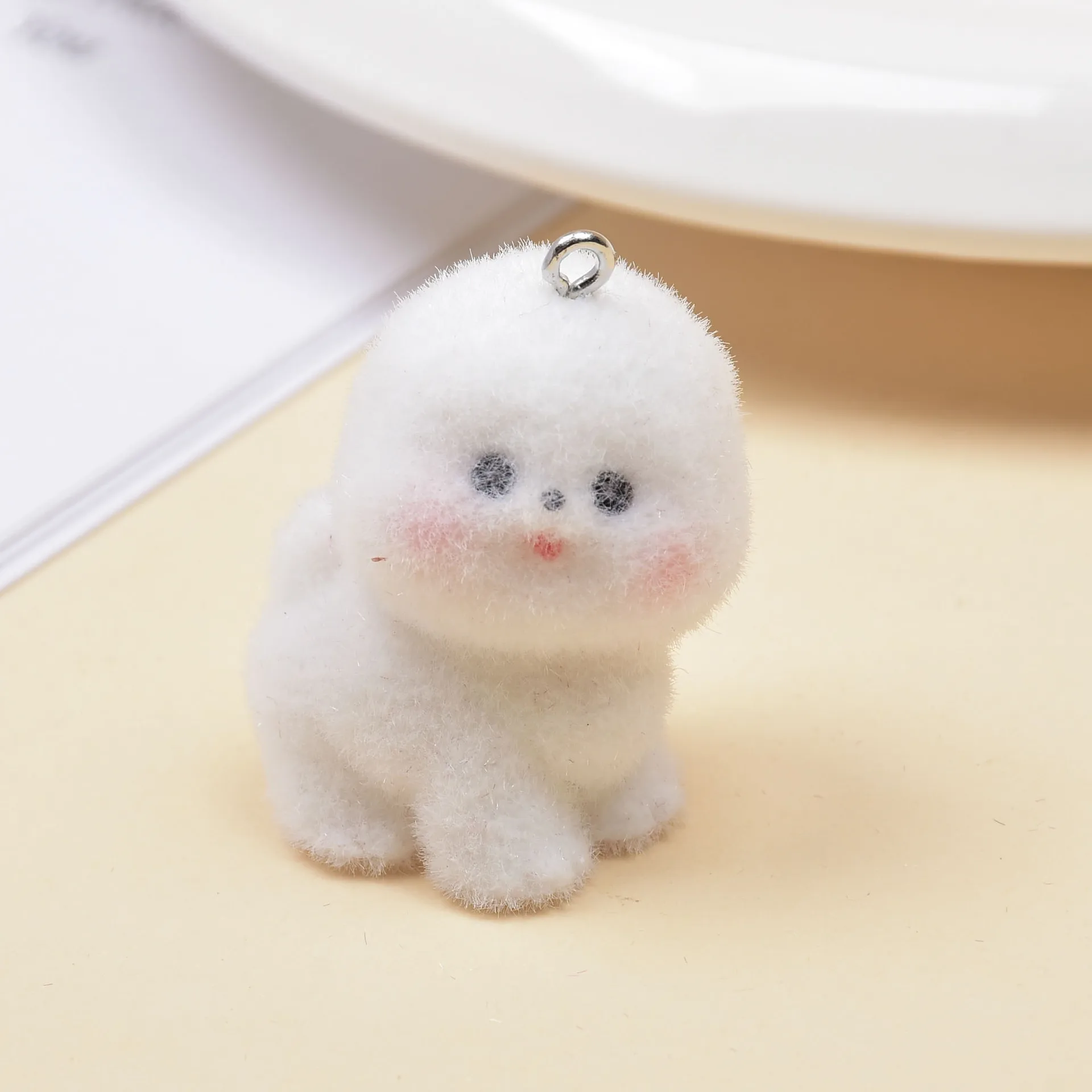 20pcs 3D Flocking Cute Puppy Doll Cartoon Animal Resin Charms For Keychain Necklace Earrings Making DIY Jewelry Accessories