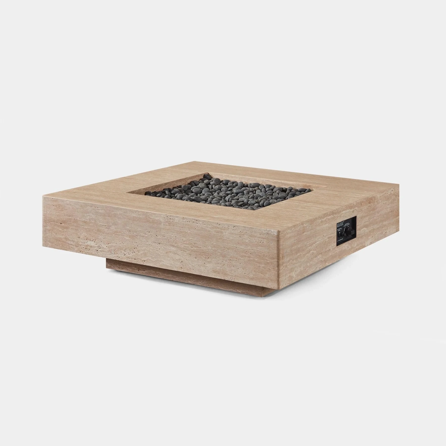 Modern Style Furniture Teak Wood Frame Natural Finish Streamlined Plinth square Fire Pit Outdoor