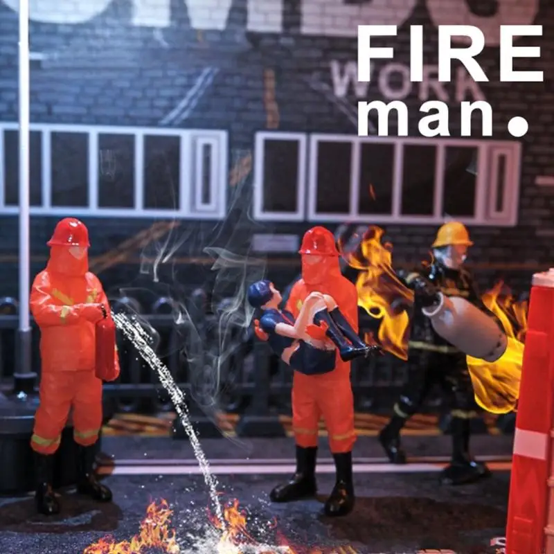 

Simulation Firefighter Model Figure Miniature Figurine Resin Fireman Figure 1/32 Scale for Kids Interactive Role Play A2UB