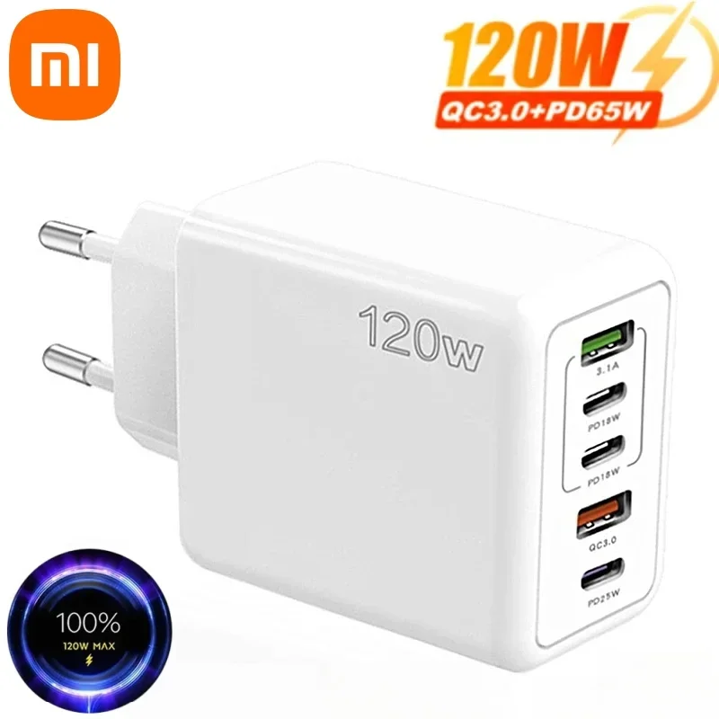 

Xiaomi 120W Fast Charging Multi 5 Ports USB C PD Interface Charger Quick Charge Phone Charger Adapter For iPhone Xiaomi Samsung