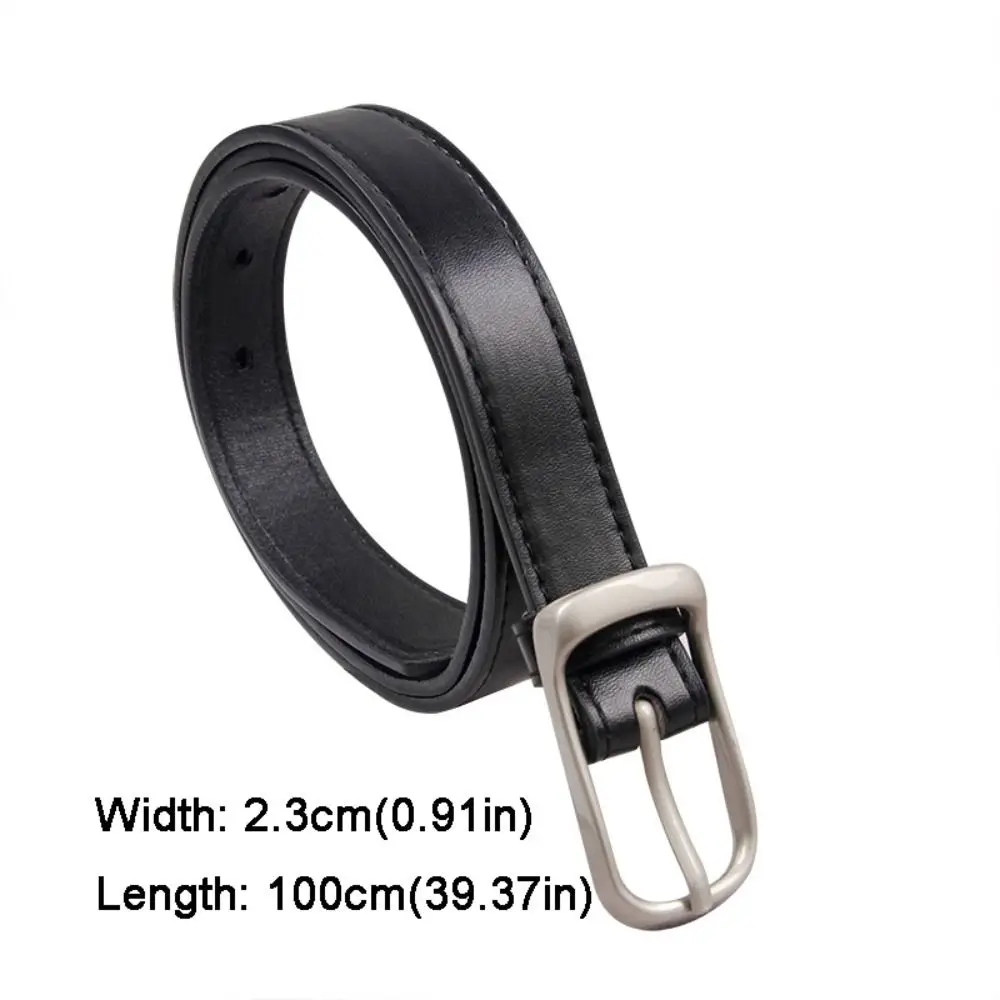 حزام مشبك بدبوس بسيط للنساء ، موضة متعددة الاستخدامات ، جلد ناعم ، حزام خصر رفيع
