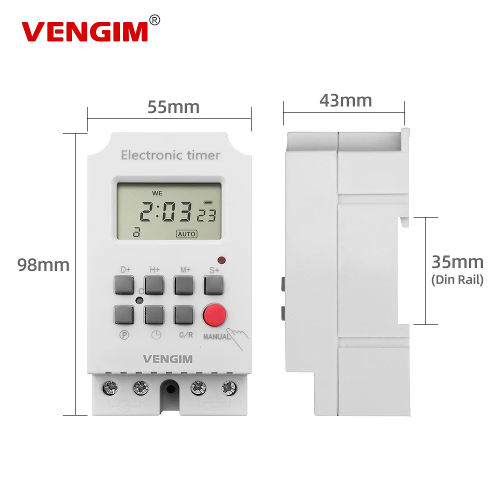 Free Shipping Digital Timer Switch 220V, Weekly 7 Days Electronic Programmable Timer, Time Controllor 16A