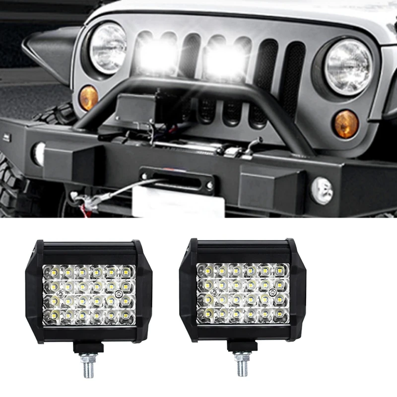 車 12V 24V ヘッドライト 72 ワットライトバー作業灯スポットライト 4 インチ LED ライトバーフォグランプトラックトラクターボート SUV ATV
