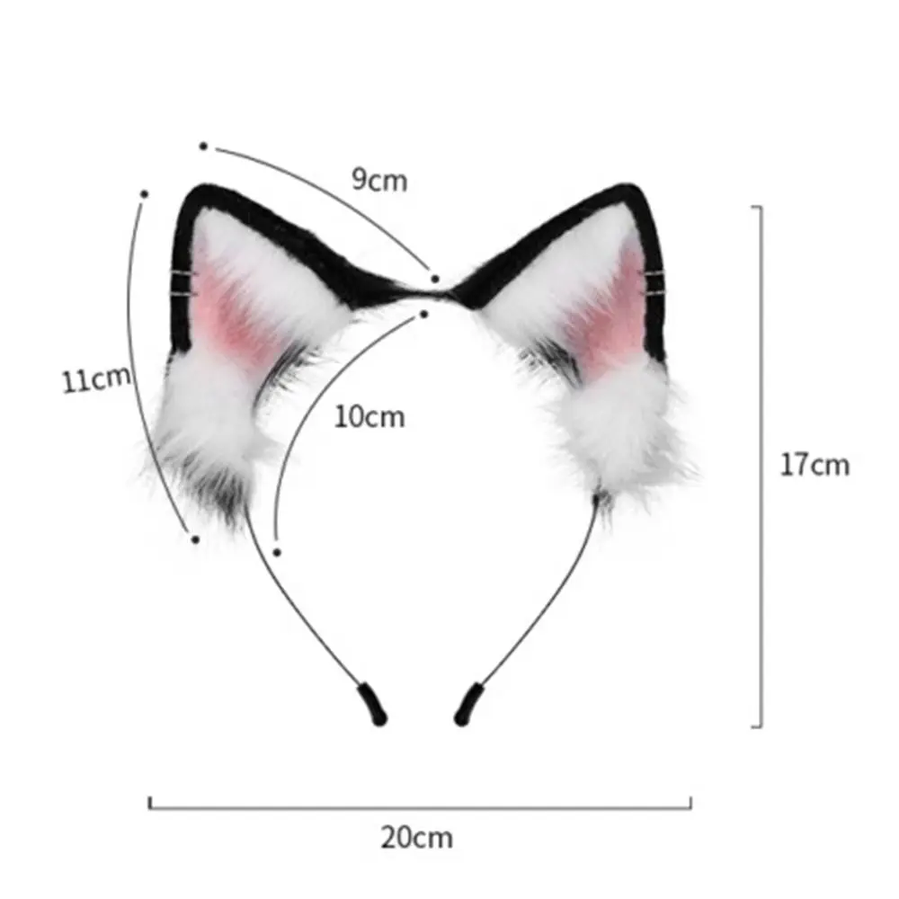New Fluffy Animal Ears Headband Furry Ears Hair Hoop Necklace Tail Set Leather Choker for Halloween Masquerade Party Fancy Dress