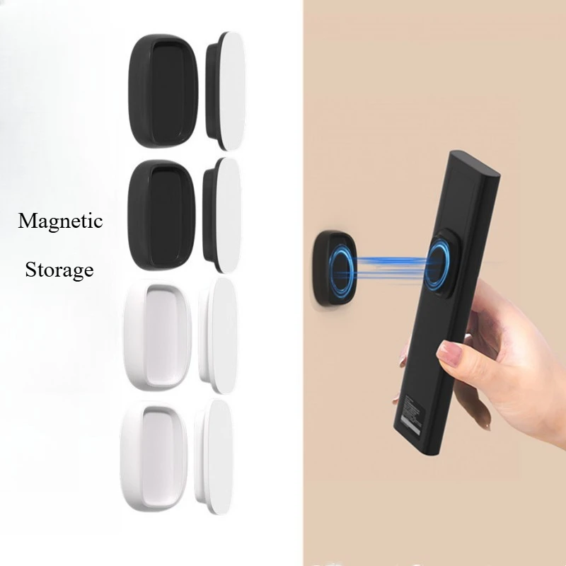 3 Pairs Magnetic Sticker, Remote Control Hook, Plug-in Board Storage, Wall-mounted Fixer, Wall-free Punching Strong Magnetic