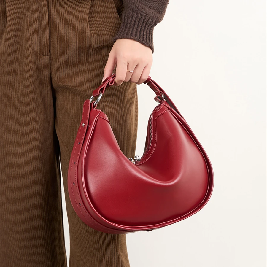 

Toptrends Cowhide Genuine Leather Crescent Underarm Shoulder Bags For Women 2025 Luxury Designer Crossbody Tote Ladies Handbags