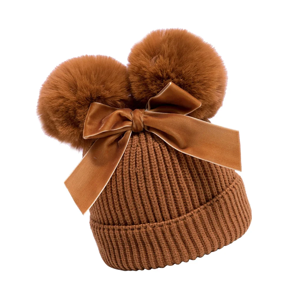 

Newborn Knit Hat Bowknot Toddler Beanie Winter Warm Child Hats Handmade Crochet Elastic Comfortable Photography Gifts
