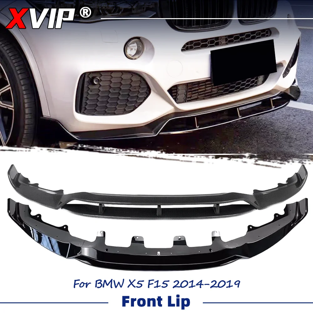

XVIP Glossy Carbon Fiber Glossy Black 4-Piece Blackout Style Front Bumper Lip Spoiler For BMW X5 F15 2014-2019