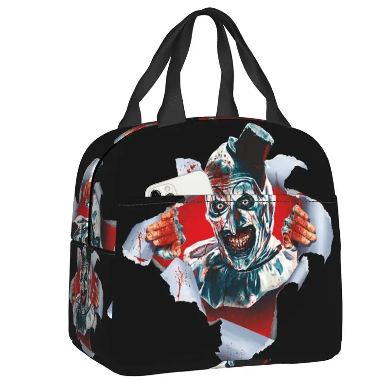 Custom T-Terrifiers Horror Movies Insulated Lunch Bag for Women Leakproof Cooler Thermal Bento Box Beach Camping Travel