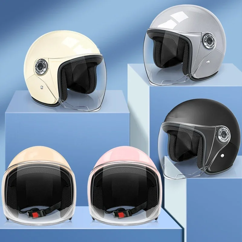 Electric Motorcycle Helmet Motor Car Scooter Bike Men Woman Open Face Half Helmet Anti-UV Safety Hat Bicycle Cap with Goggles image 6