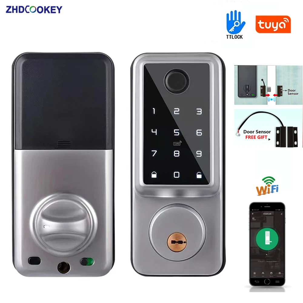 smart app deadbolt lock trava unica ajustavel codigo de senha eletronica cartao rfid ttlock impressao digital tuya wi fi 01