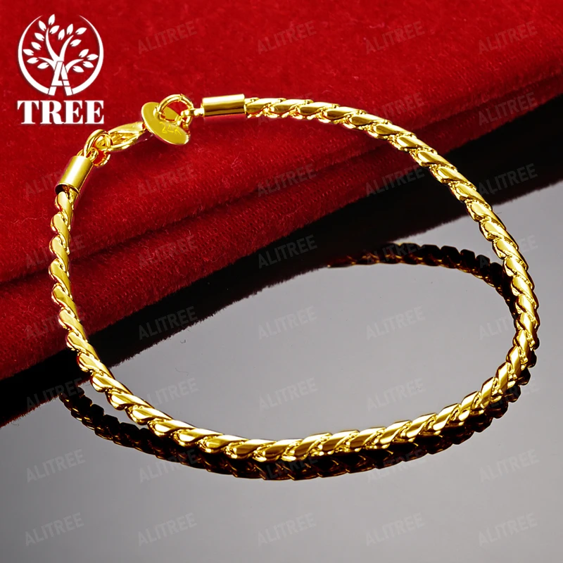 الفاخرة 18 كيلو سوار ذهب أربع أوراق البرسيم قطرة الماء ثعبان سلسلة للنساء موضة حفلة هدية عيد ميلاد هدايا مجوهرات شعبية #5