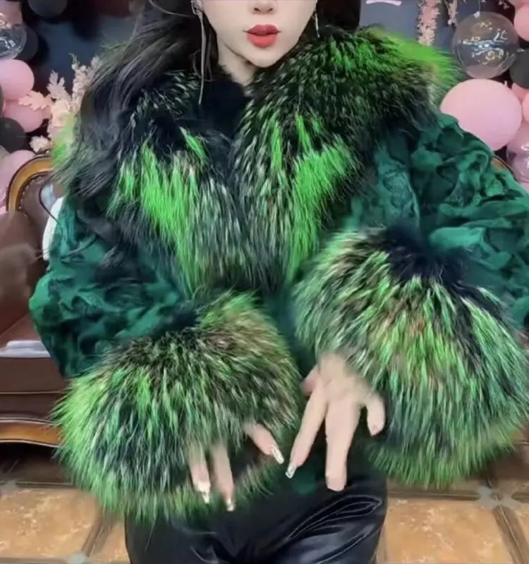 Dignified Goddess Sexy All-Matching Short Faux Furry Coat Women Winter Imitation Fox Fur Collar Slimming Imitation Fur Coats