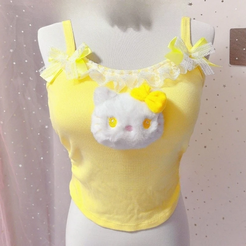 

Hello Kitty Cinnamoroll Creative New Cartoon Sling Summer Dopamine Joker Beautiful Top Cotton Lolita Sweet Girl Wind.