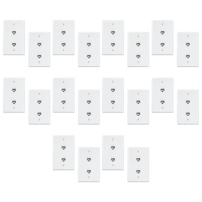 

ABXF-20, 2-портовая настенная панель Ethernet, настенный разъем Cat6 (гнездо-гнездо) RJ45 Keystone, соединитель для настенной розетки, белый