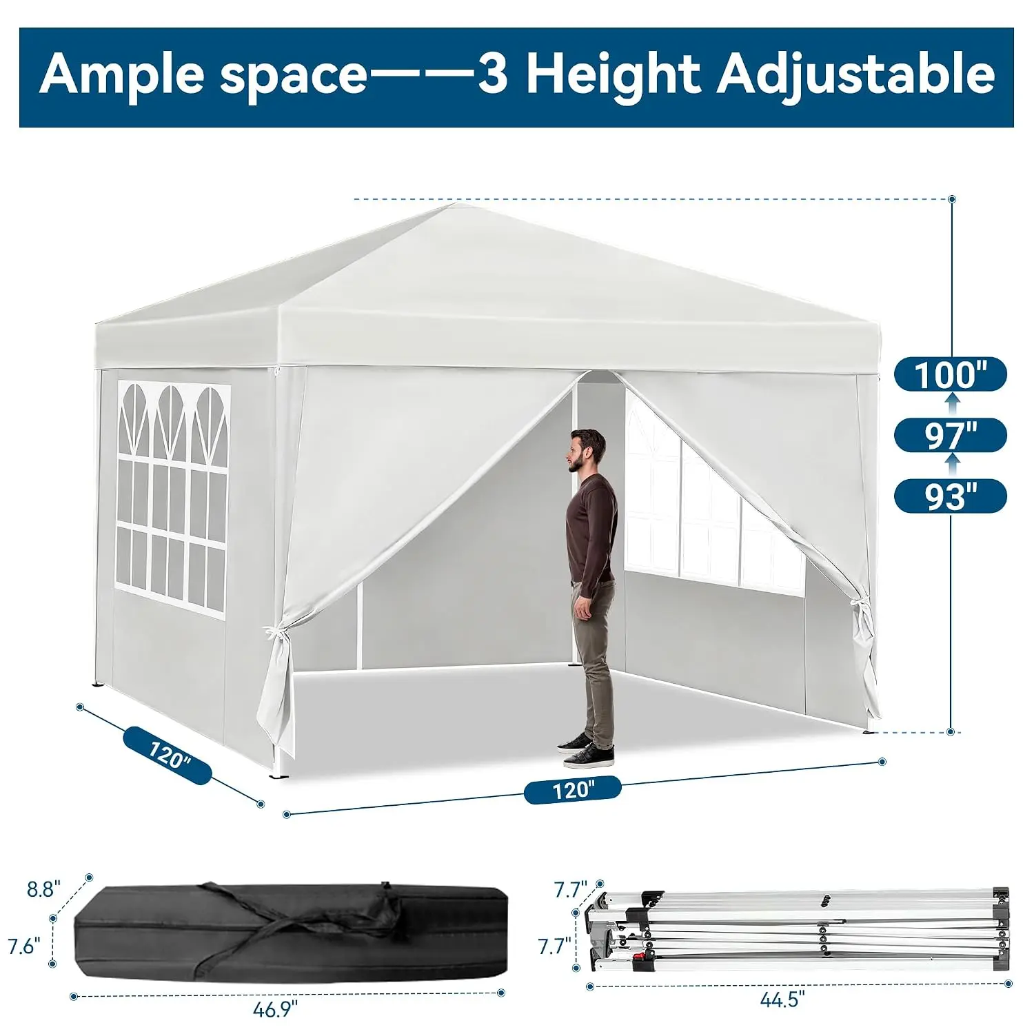 10X10FT Pop Up Gazebo Canopy, Heavy Duty Outdoor Party Tent with 4 Removable Sidewalls & Carrying Bag, Portable Sun, Customized
