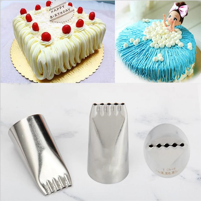 Stainless Steel Tabs with Five Hole Lines Drawing, Icing Piping Tips, Noodles Cake Cream Nozzle, Fondant Mold, Decorating Tools