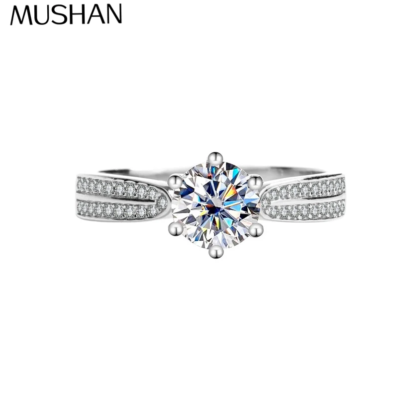 

Ювелирное изделие Mushan Luxury: кольцо Star Queen из серебра S925 с муассанитом, кольцо из чистого серебра с шестью крапанами для закрепки бриллиантов, для женщин.