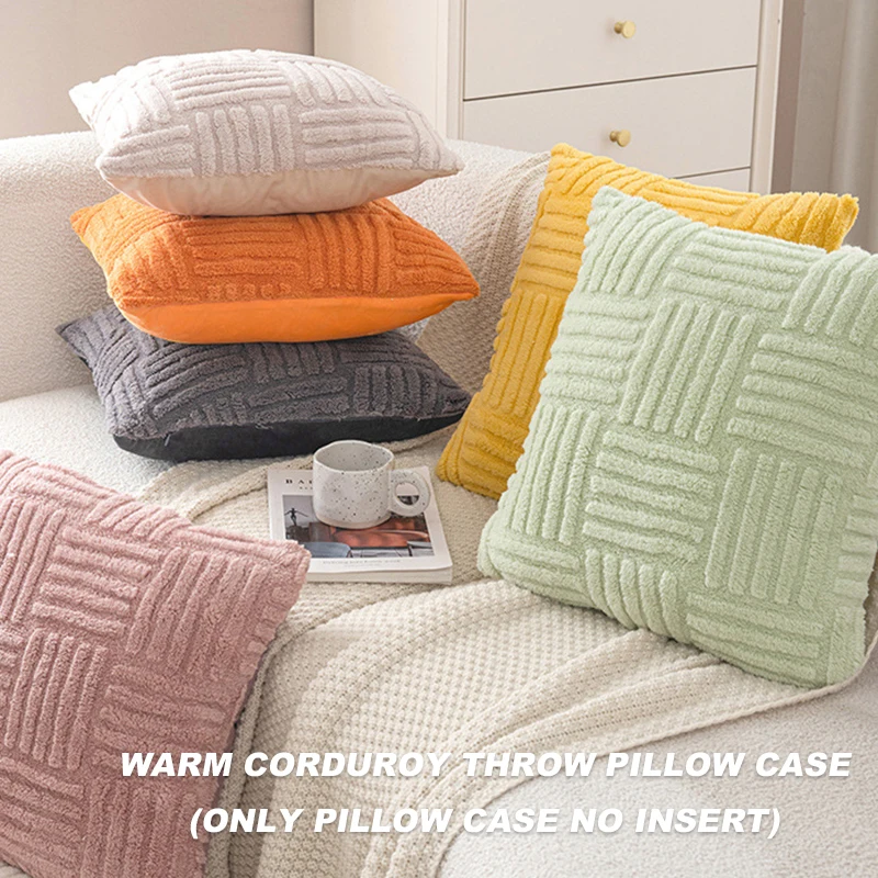 Boho Faux Fur Plush Throw Pillow Covers, Cream White, Luxury Soft Fluffy Decorative Cushion Cover Pillowcase for Sofa, Couch,1pc