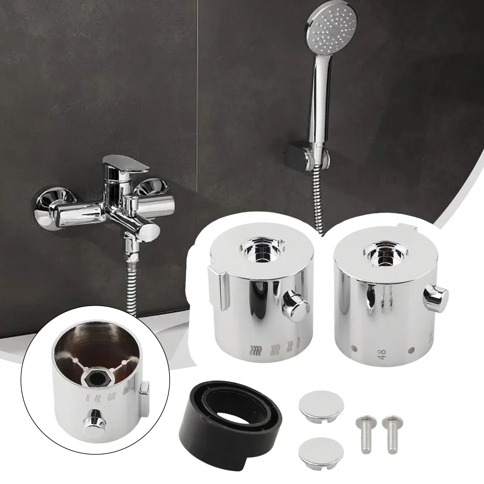 Temperature Control Knob Handles For SMA Thermostatic Mirror Shower 1pair 42.5mm Bath Shower Mixer Control Handle Practical