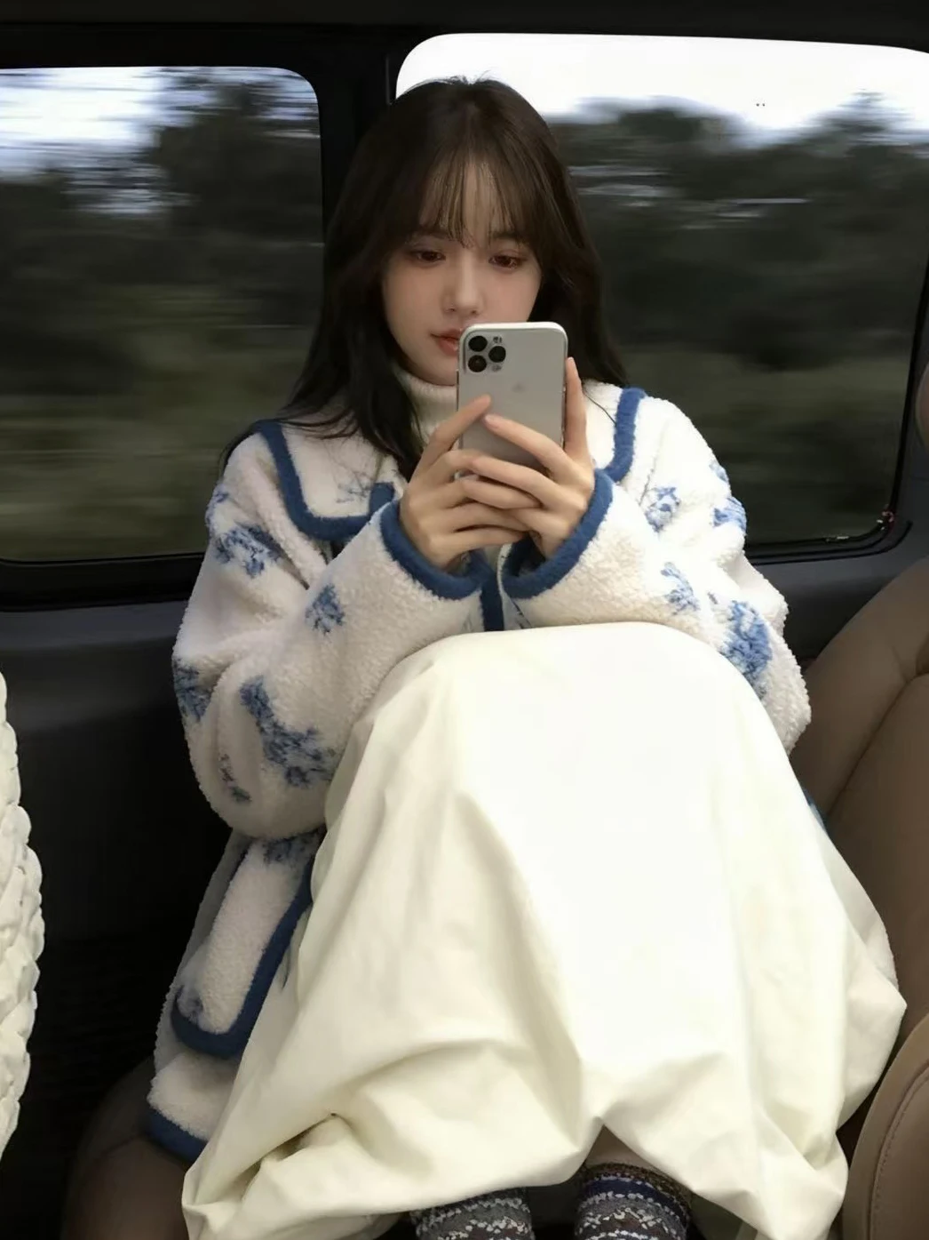 الكورية Sle المرأة ort ملابس خارجية معطف فرو الضأن الأزهار طباعة ثي الدافئة الخريف الشتاء رداء علوي غير رسمي إغلاق زر #1