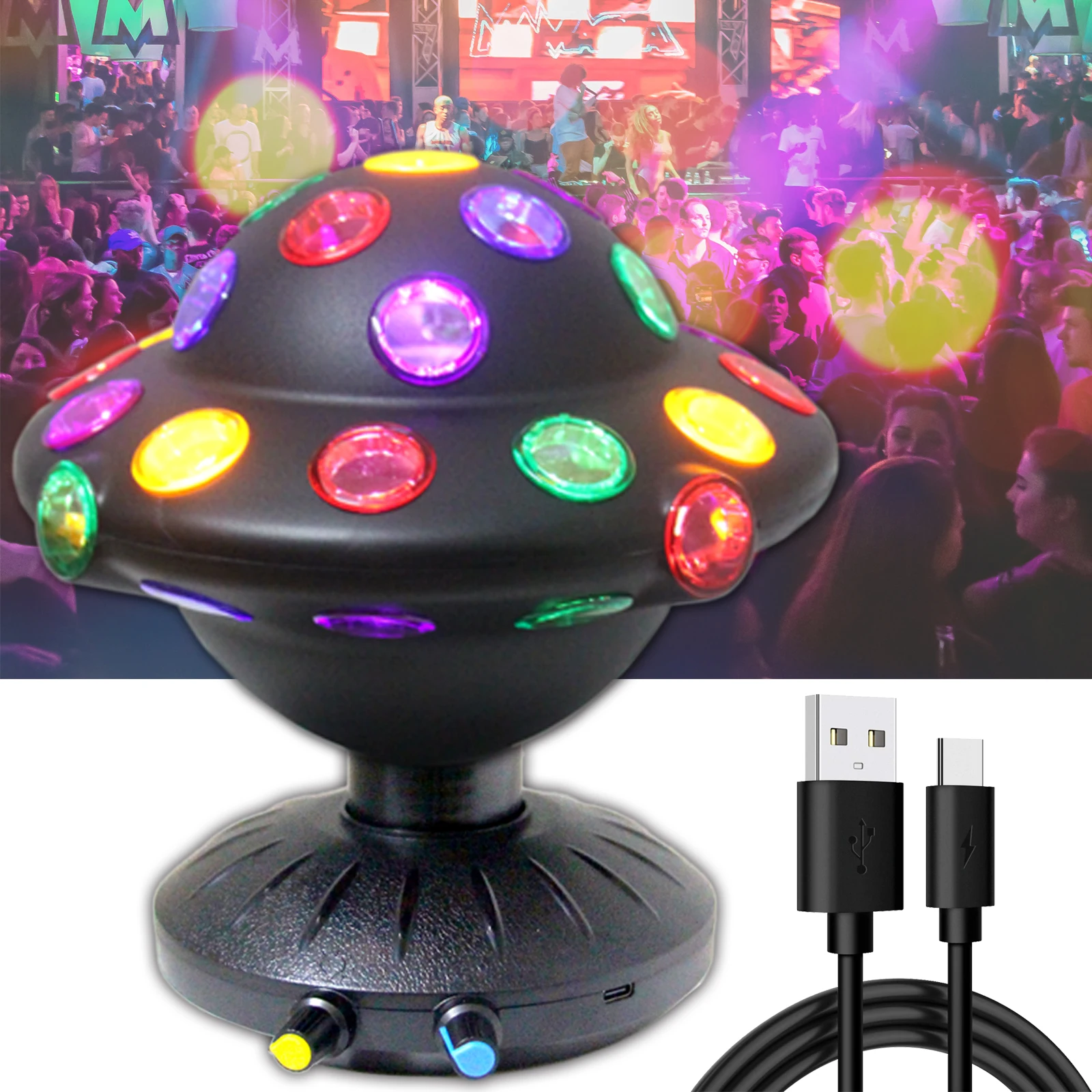 UFO Disco Ball LED Novelty Light Projector 360° Rotary Speed /Brightness Adjustable Lamp for Stress Reliever, Parties, Lighting