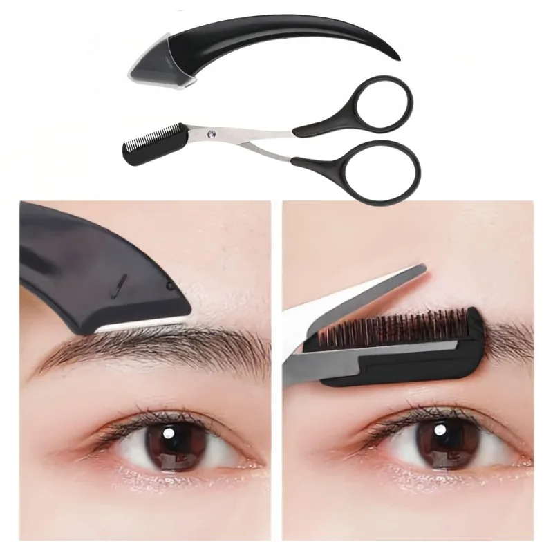 مقص أداة تشذيب الحواجب من الفولاذ المقاوم للصدأ مع مشط مدمج لتشكيل وتصفيف مثالي للحواجب #2