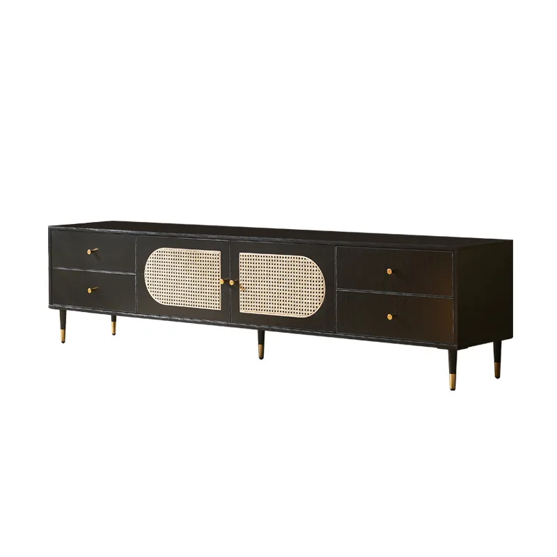 

Retro silent wind rattan board TV cabinet small apartment storage cabinet living room medieval homestay hotel storage cabinet