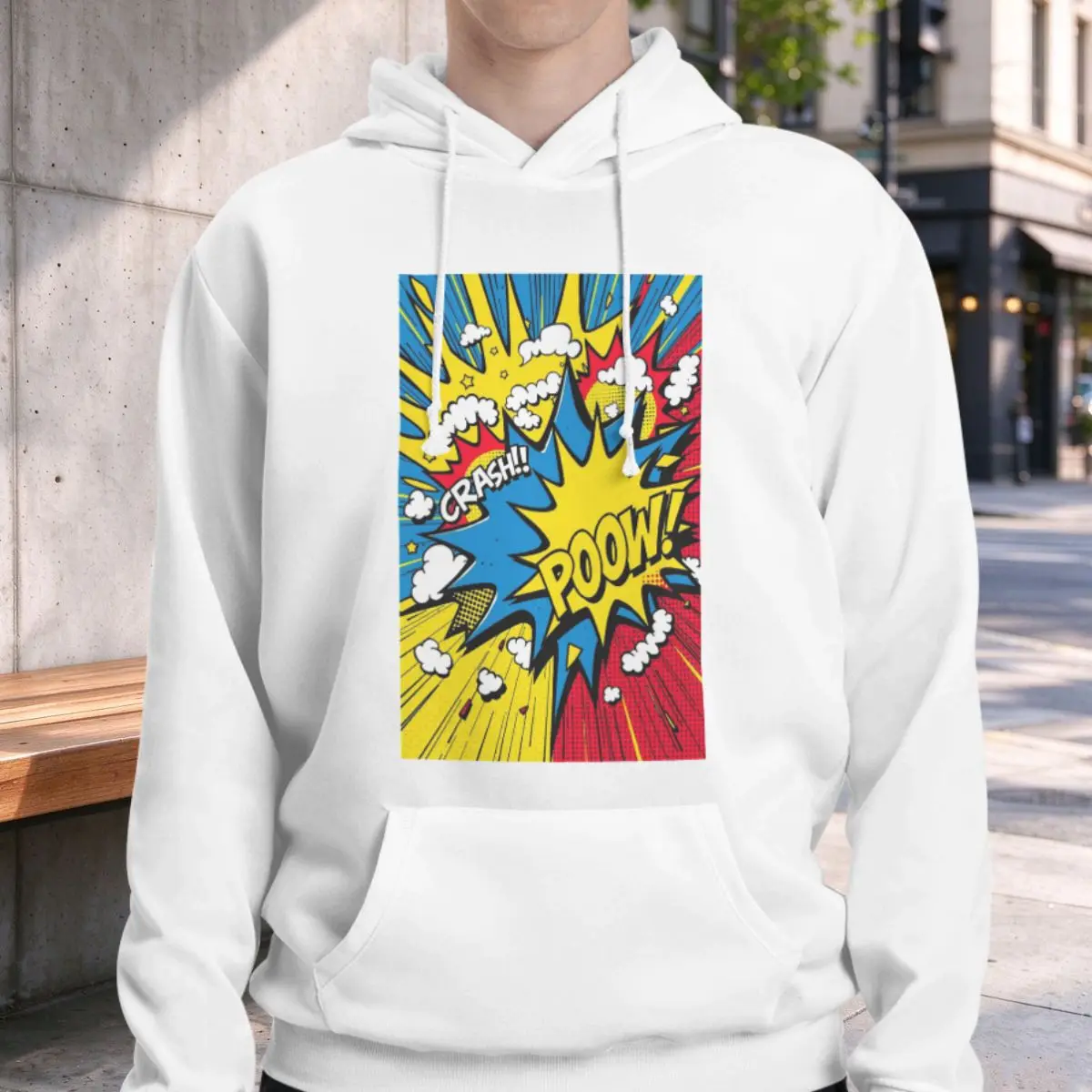 American Pop Comics Explosion Sticker Hoodies Men's Women Pullover Sweatshirts Hip Hop Long Sleeve Streetwear Autumn Winter