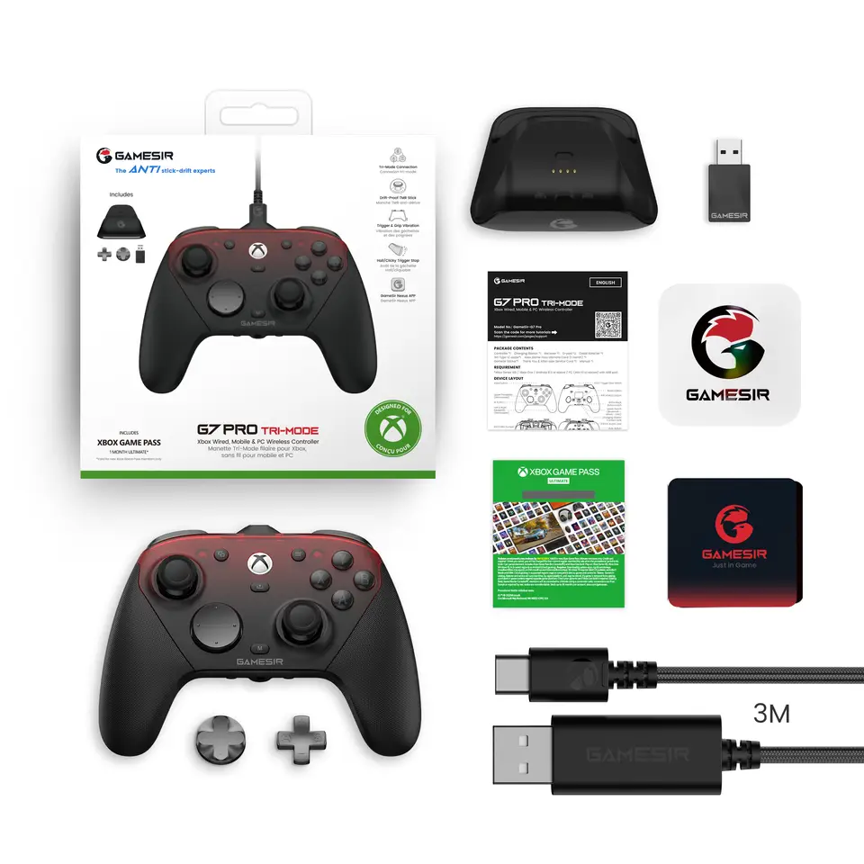 وحدة تحكم GameSir G7 Pro لـ Xbox Series X|S - عصي TMR، محفزات تأثير هول، استطلاع 1000 هرتز، جيروسكوب 6 محاور، محطة شحن - 6