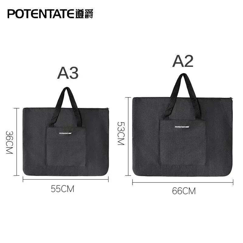 4K/8K Large Dacron Waterproof Light Weight Art Portfolio Tote Bag Black Carrying Storage Case For Poster, Sketching, and Drawing