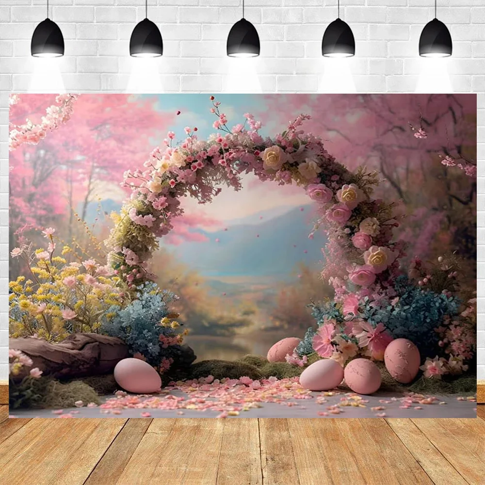 Wiosenne jajka z motywem wielkanocnym kwiaty w ogrodzie dziecko przyjęcie urodzinowe tło winylowe materiały dekoracja do pokoju dziecięcego