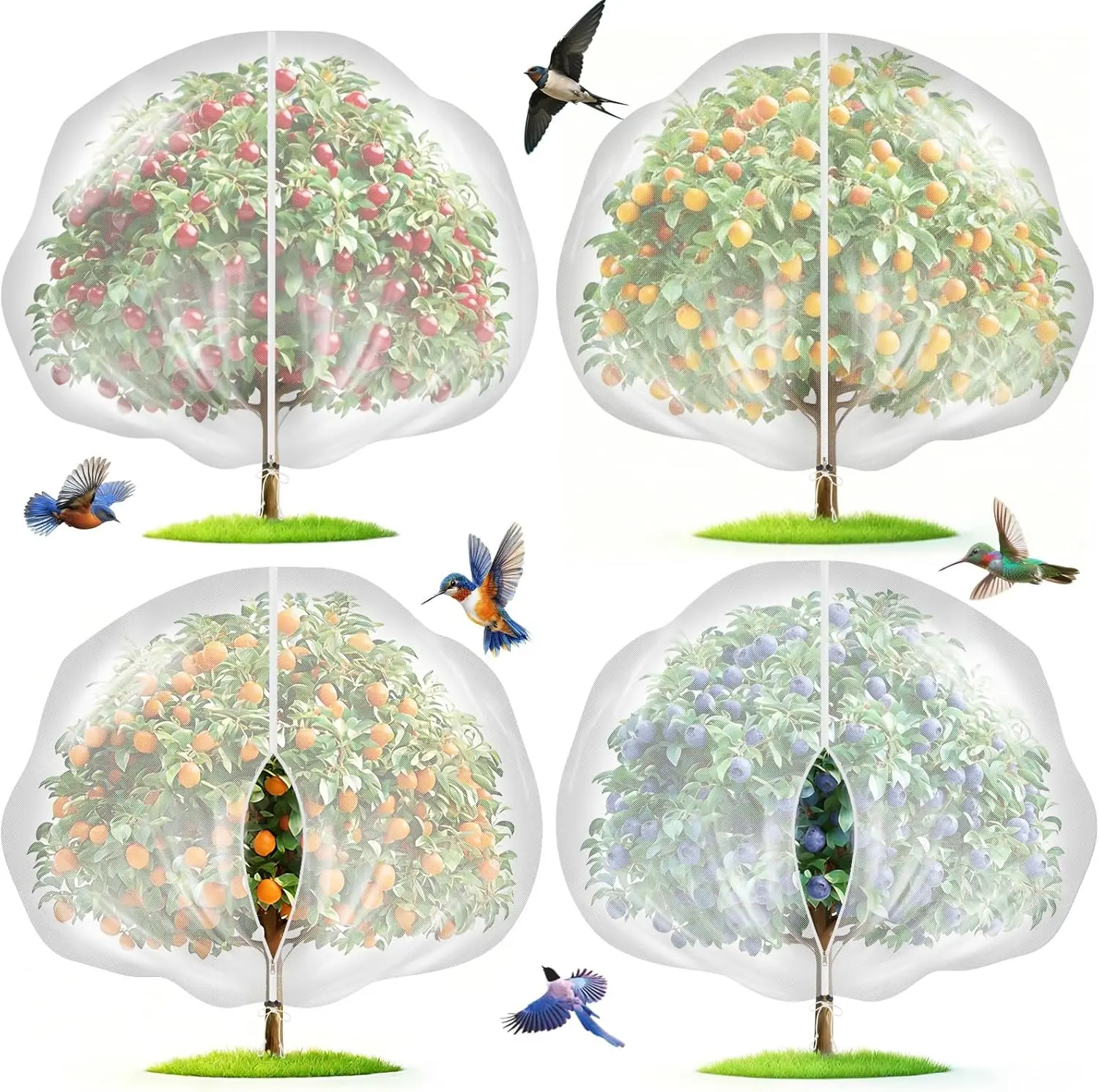 Bolsas de malla para árboles frutales, redes antipájaros que protegen árboles de manzana y arbustos de arándanos contra pájaros, plagas y ciervos.