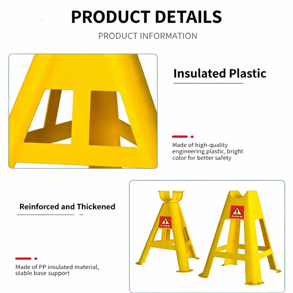 Durable Yellow PE Cable Triangle Support Bracket Buckle Type Reflective Rechargeable Battery Operated Safety Warning Management