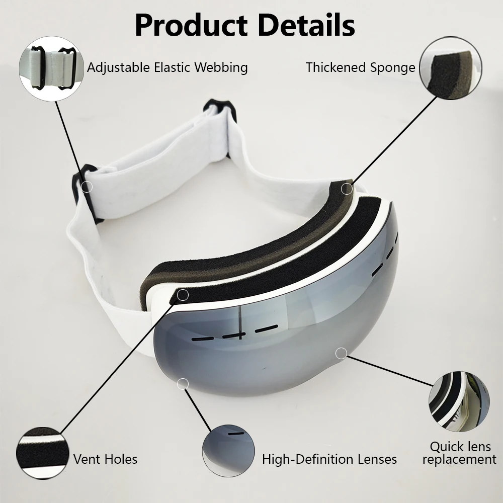 Ветрозащитные лыжные очки для зимнего катания на лыжах, мужские и женские пылезащитные пескозащитные линзы высокой четкости, дышащие защитные очки для взрослых