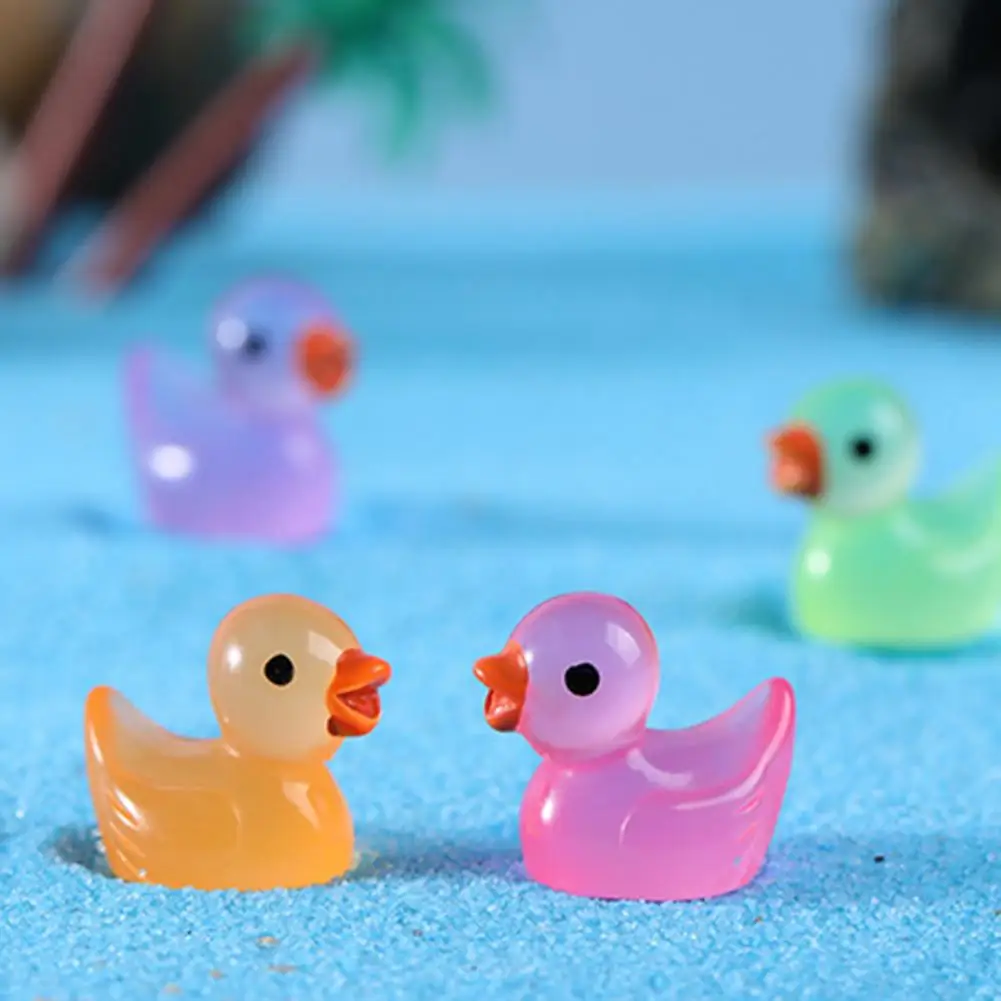 Animal Figures Resin Duck Ornaments Long Lasting Multipurpose  Practical Luminous Tiny Duck Statues Miniature Animal Figures