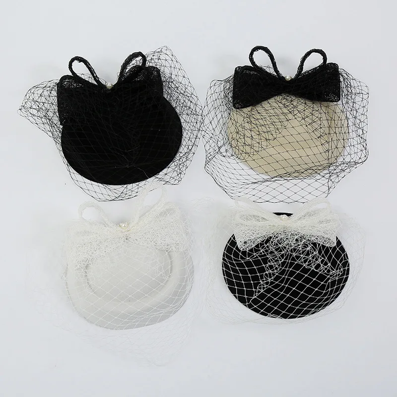 European and American Elegant women's top hats  lace bow Western-style party hat for wedding tea party horse racing