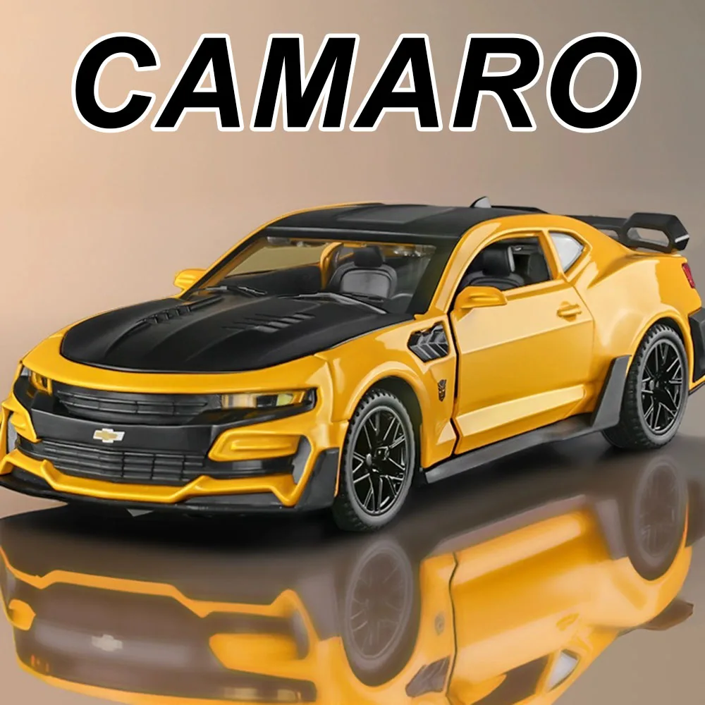 

1:24 Camaro Hellcat, игрушки, модели автомобилей, литой под давлением сплав, 4 двери, открытое рулевое управление передним колесом, миниатюрные модели, детские подарки на день рождения