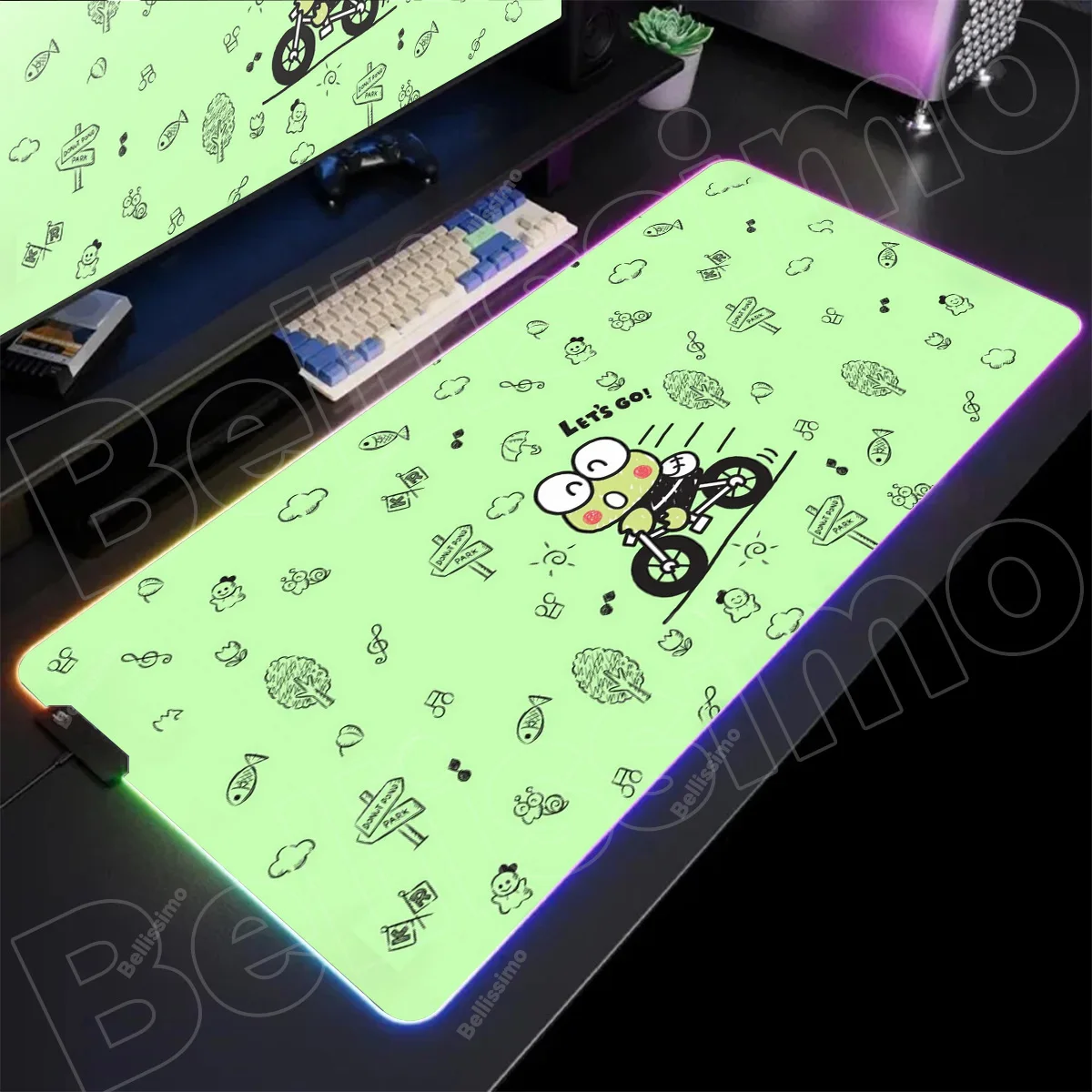 

RGB LED Mouse Pad Gaming Mat PC Accessories Mousepad K-kero K-kero K-keroppi Desk Mat Non Slip Extended Pad Rubber Keyboard Pad
