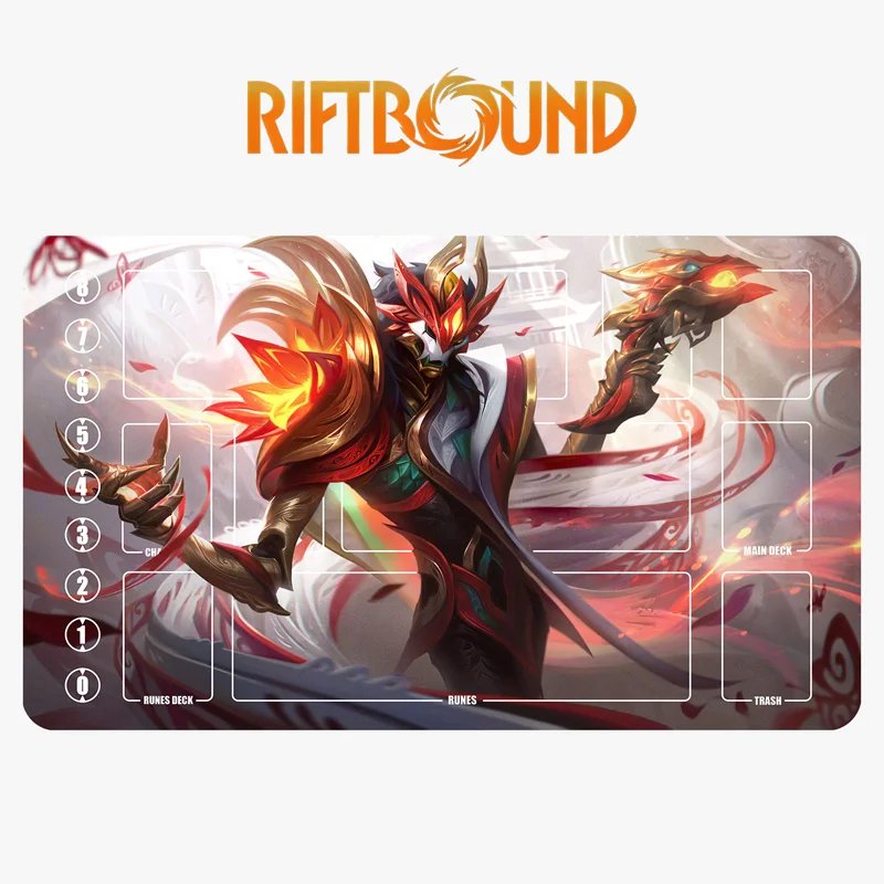 600x350 مللي متر Jhin سلسلة لاعب واحد مبارزة Playmat مناسبة ل Riftbound لعبة ببطاقات ورقية التداول أنيمي الكرتون المطاط مجلس حصيرة ألعاب #2