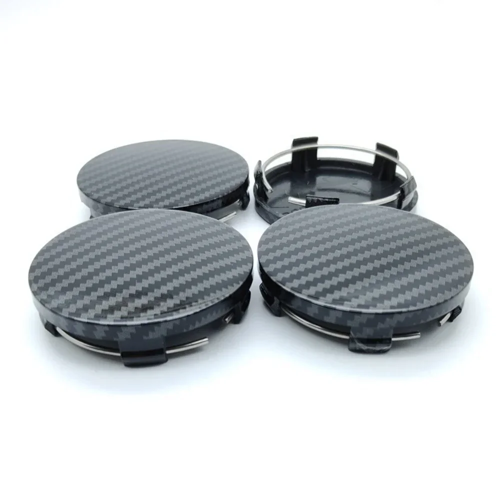 4pcs ABS R60 60mm Solid Carbon Fibre Car Wheel Center Caps Rim Hubcaps Cover Badge Car Styling Accessories for VW Toyota Honda