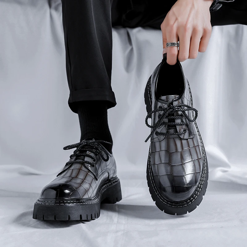 

Autumn New Men's Derby Shoes, Thick-soled High-ankle Leather Shoes, Anti-slip and Wear-resistant Business Formal Leather Shoes