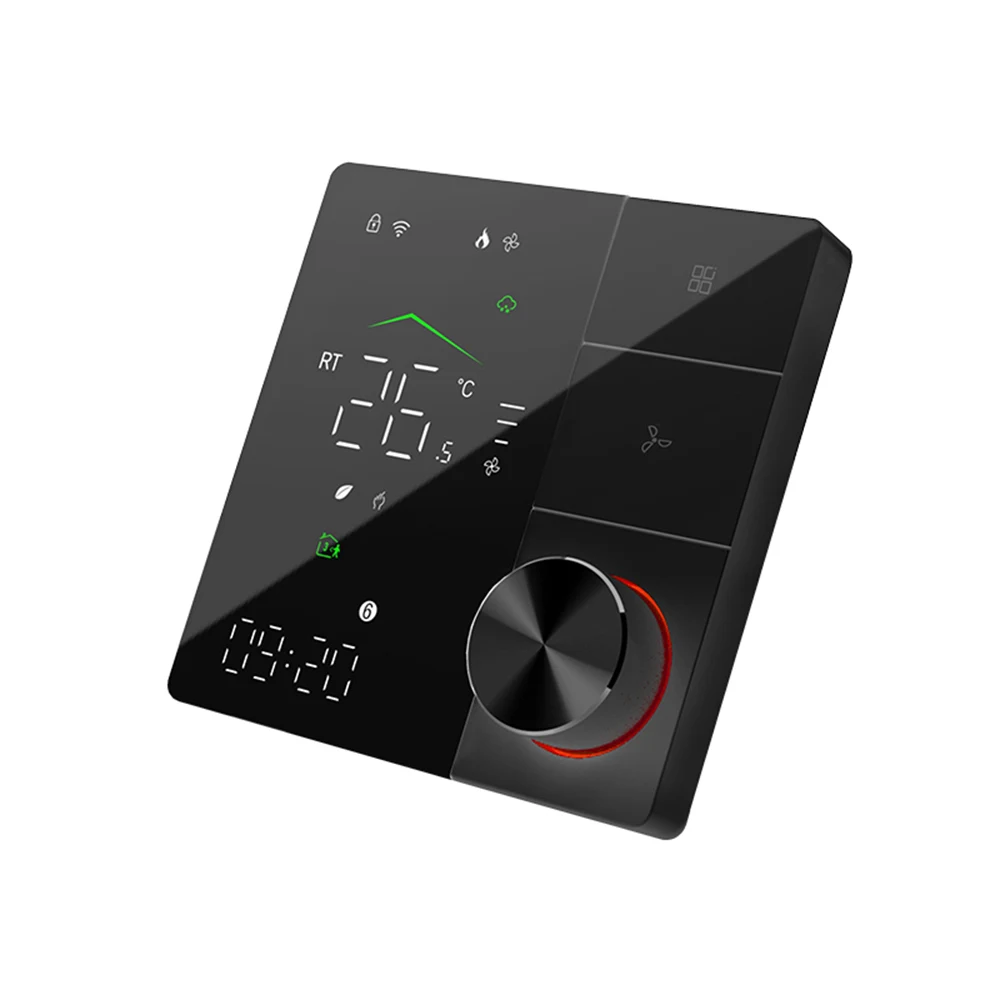 Tuya WiFi Inteligentna centralna klimatyzacja Przełącznik termostatu Ogrzewanie Cool Pokrętło Kontroler 3 prędkości wentylatora z Alexa Google Home — 2