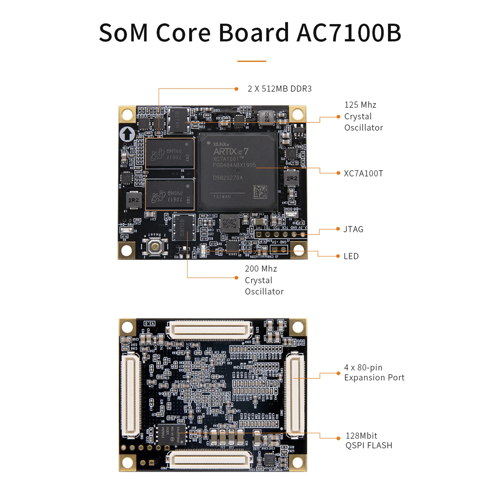 ALINX AX7103 AMD Artix-7 XC7A100T FPGA Development Board A7 System on Module (SOM) PCIe Accelerator Card for Electronic Componen