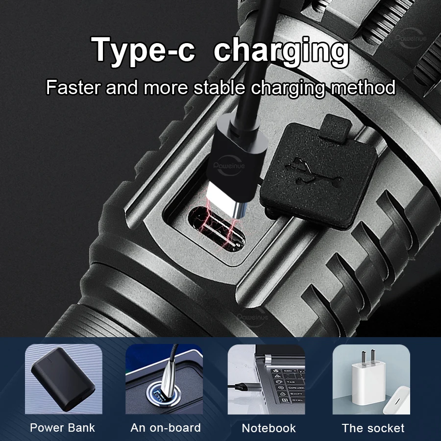 5000000LM Nova atualização 2 * 300W wick lanterna 4000M super brilhante tocha tática luz branca + quente luz alta potência USB recarregável lâmpada pesca acampamento caça luz