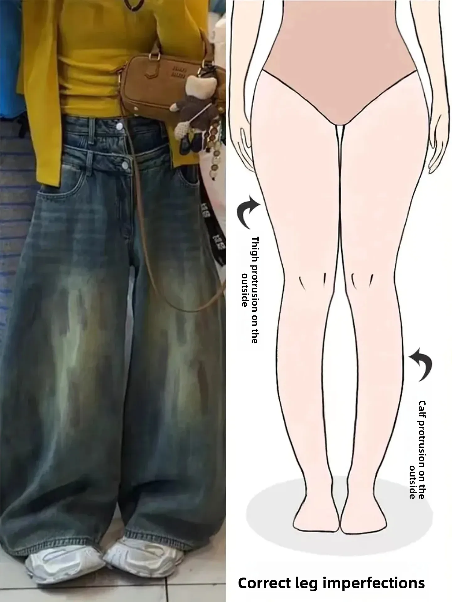 

Женские джинсы из выцветшего денима в стиле ретро, новинка весны, уличный стиль, с двойным поясом, длинные брюки, свободный крой для фигуры типа «груша», повседневные