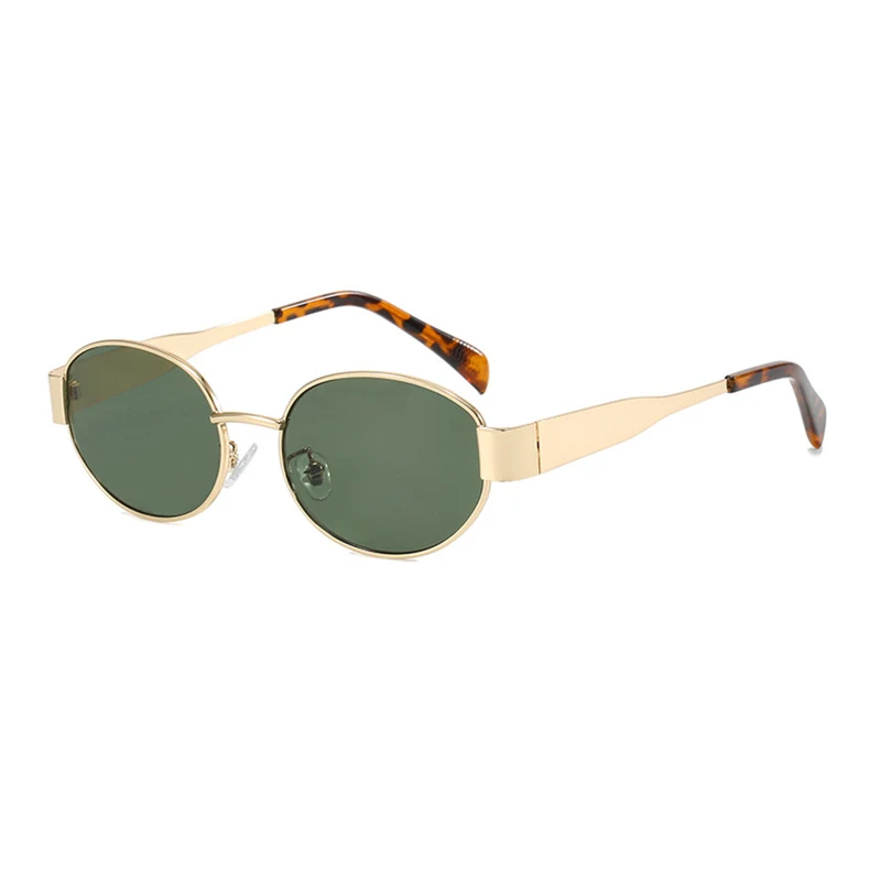 Luxury Vintage Oval Sunglasses for Women and Men, Metal Frame, Unisex Fashion by Premium Brand, UV400 Protection image 4