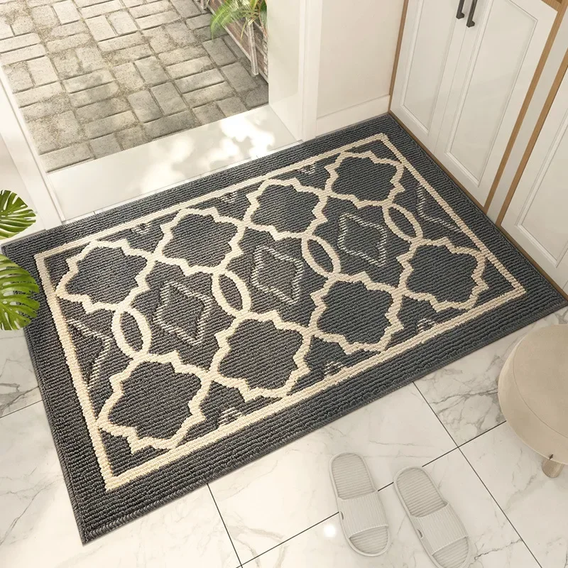 European Style Door Mat Classic Geometric Pattern Door Carpet Dust Removal Foot Mat Non-slip Wear-resistant Floor Mat Outdoor