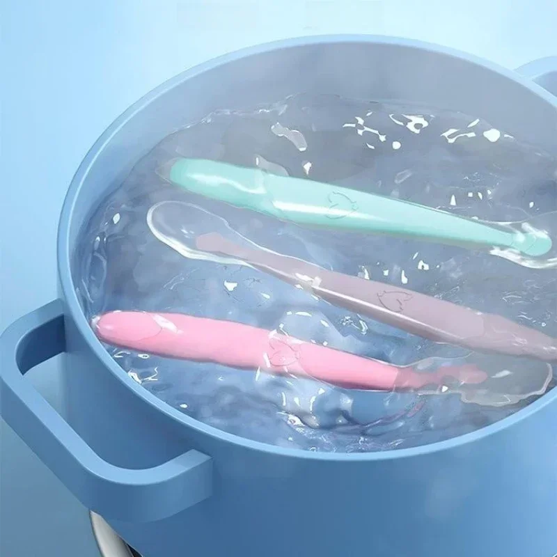 Baby Feeding Spoons Training Children Infant Temperature Sensoning Food Grade Flatware Tableware Cutlery Silicone Spoon With Box