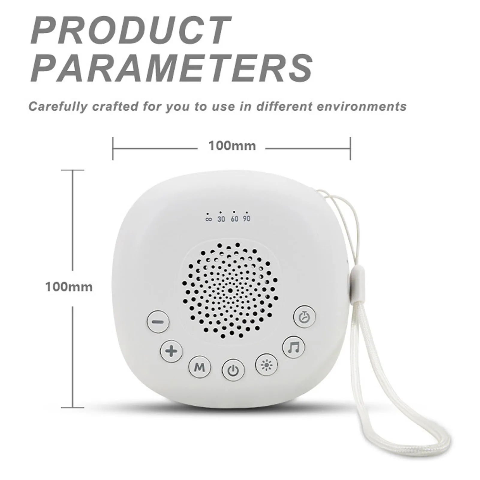 آلة صوت قابلة للتعديل محمولة 32 مستويات حجم 3 مؤقت 20 صوت آلة ضوضاء بيضاء مع ضوء ليلي للسفر للطفل #3